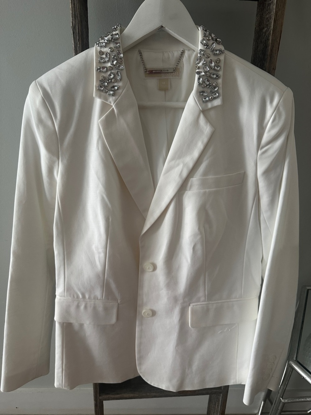 MICHAEL Michael Kors White Embellished-Collar Blazer